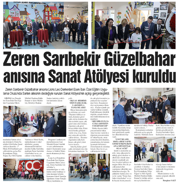 Zeren Sarıbekir Güzelbahar anısına Sanat Atölyesi kuruldu