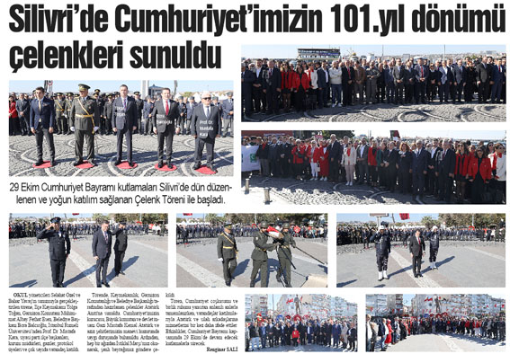 Silivri'de Cumhuriyet’imizin 101.yıl dönümü dolayısıyla çelenkler Atatürk Anıtına sunuldu