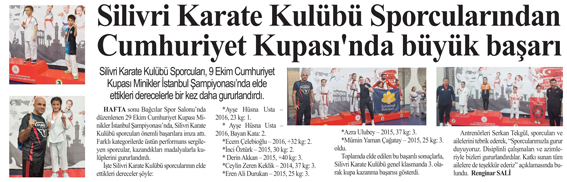 Silivri Karate Kulübü Sporcularından Cumhuriyet Kupası'nda büyük başarı