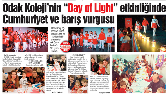 Odak Koleji’nin “Day of Light” etkinliğinde Cumhuriyet ve barış vurgusu