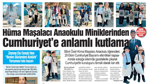 Hüma Maşalacı Anaokulu Miniklerinden Cumhuriyet’e anlamlı kutlama