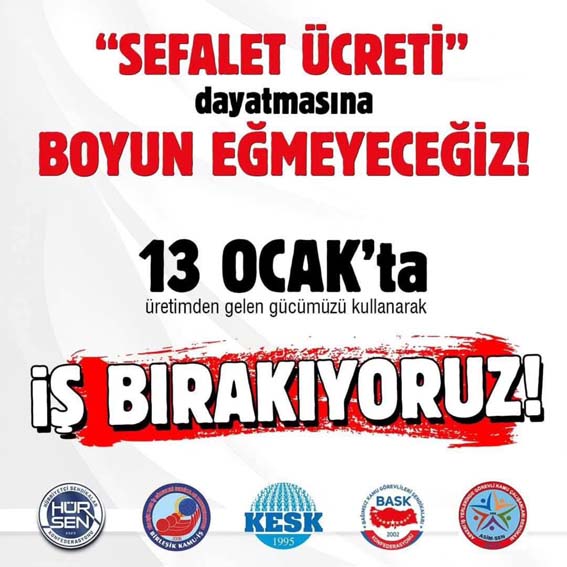 “Sefalet Ücretine” karşı iş bırakma eylemi