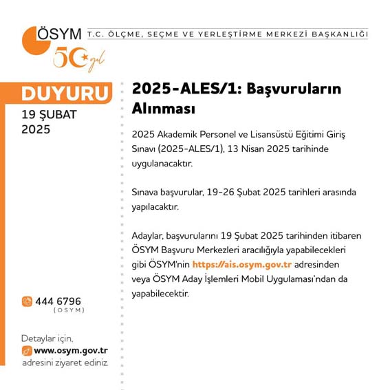 2025 ALES başvuruları başladı