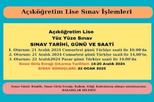 Silivri Halk Eğitimi Merkezi'nden Açıköğretim Lisesi Sınav duyurusu