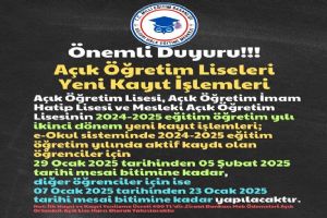 Açık Öğretim 2.Dönem Kayıt işlemleri başlıyor