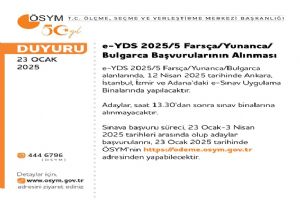 E-YDS 2025/5 Farsça, Yunanca Ve Bulgarca başvuruları başladı