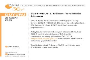 2024-YDUS 2. Dönem Tercih İşlemleri başladı