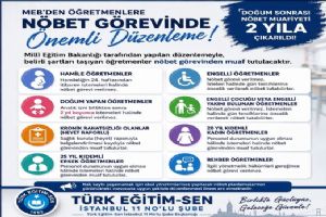 MEB'den öğretmenlere nöbet görevinde yeni düzenleme MEB'den öğretmenlere nöbet görevinde yeni düzenleme