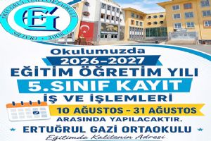 Silivri Ertuğrul Gazi Ortaokulu'nda 5. sınıf kayıtları 10 Ağustos'ta başlıyor Silivri Ertuğrul Gazi Ortaokulu'nda 5. sınıf kayıtları 10 Ağustos'ta başlıyor