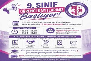 Silivri Şerife Baldöktü MTAL’de 9. Sınıf kayıtları başladı Silivri Şerife Baldöktü MTAL’de 9. Sınıf kayıtları başladı