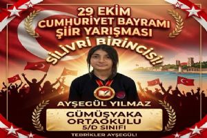 Silivri Gümüşyaka Ortaokulu’ndan Cumhuriyet şiiriyle ilçe birinciliği Silivri Gümüşyaka Ortaokulu’ndan Cumhuriyet şiiriyle ilçe birinciliği