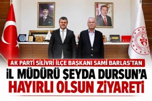 Silivri AK Parti İlçe Başkanı Sami Barlas’tan İl Müdürü Şeyda Dursun’a hayırlı olsun ziyareti Silivri AK Parti İlçe Başkanı Sami Barlas’tan İl Müdürü Şeyda Dursun’a hayırlı olsun ziyareti