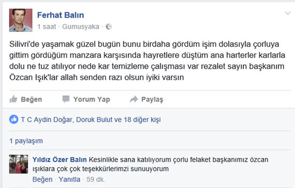 Balin: Başkanım Allah senden razı olsun