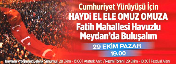 Haydi el ele omuz omuza Cumhuriyet Yürüyüşüne