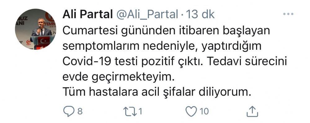 Partal Covid-19 olduğunu duyurdu