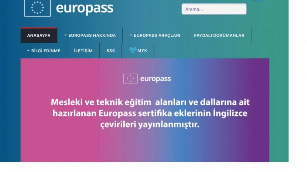 Europass Sertifika ekleri yayınlandı