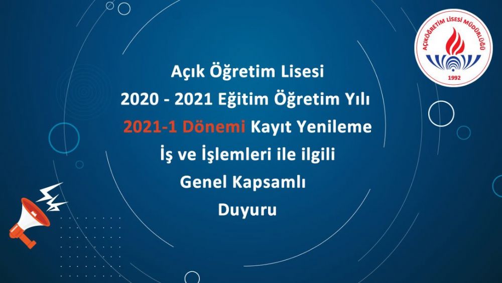 Açık Öğretim Lisesi 2021-1 Dönemine ilişkin duyuru