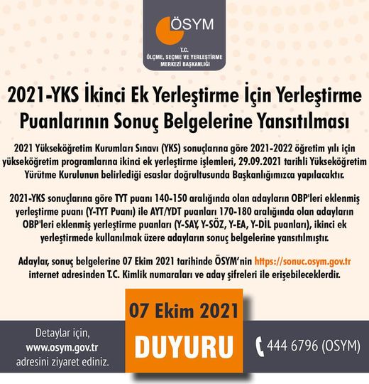 Yerleştirme Puanlarının Sonuç Belgelerine yansıtılması