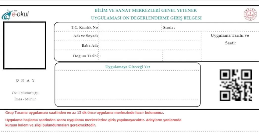 BİLSEM Ön Değerlendirme Uygulaması