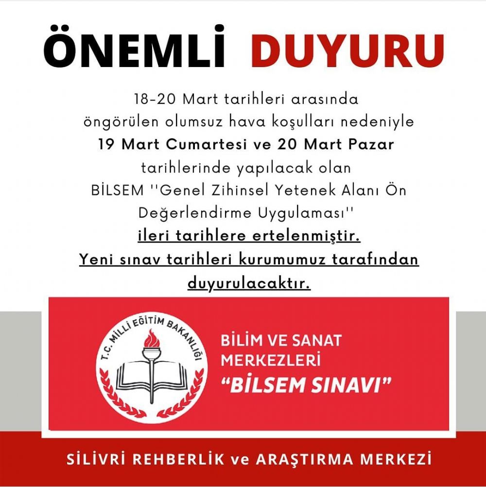 BİLSEM sınavı ertelendi