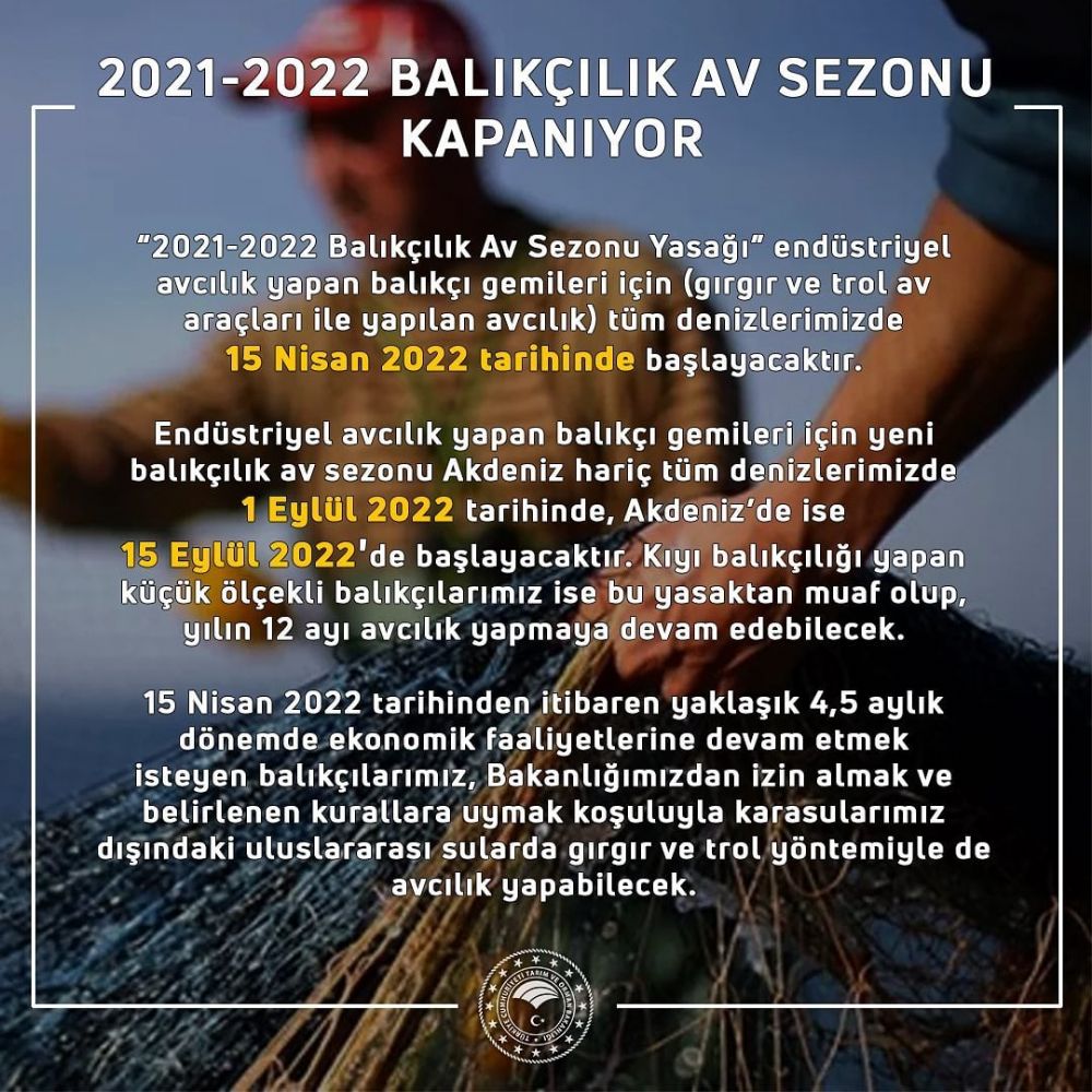 Balıkçılık Av Sezonu kapanıyor