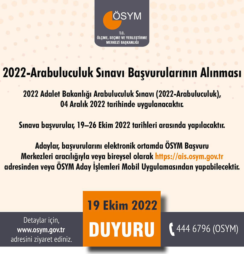 2022 yılı Arabuluculuk Sınavı başvuru işlemleri başladı