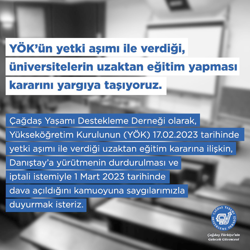 ÇYDD, YÖK’ün uzaktan eğitim kararını yargıya taşıdı