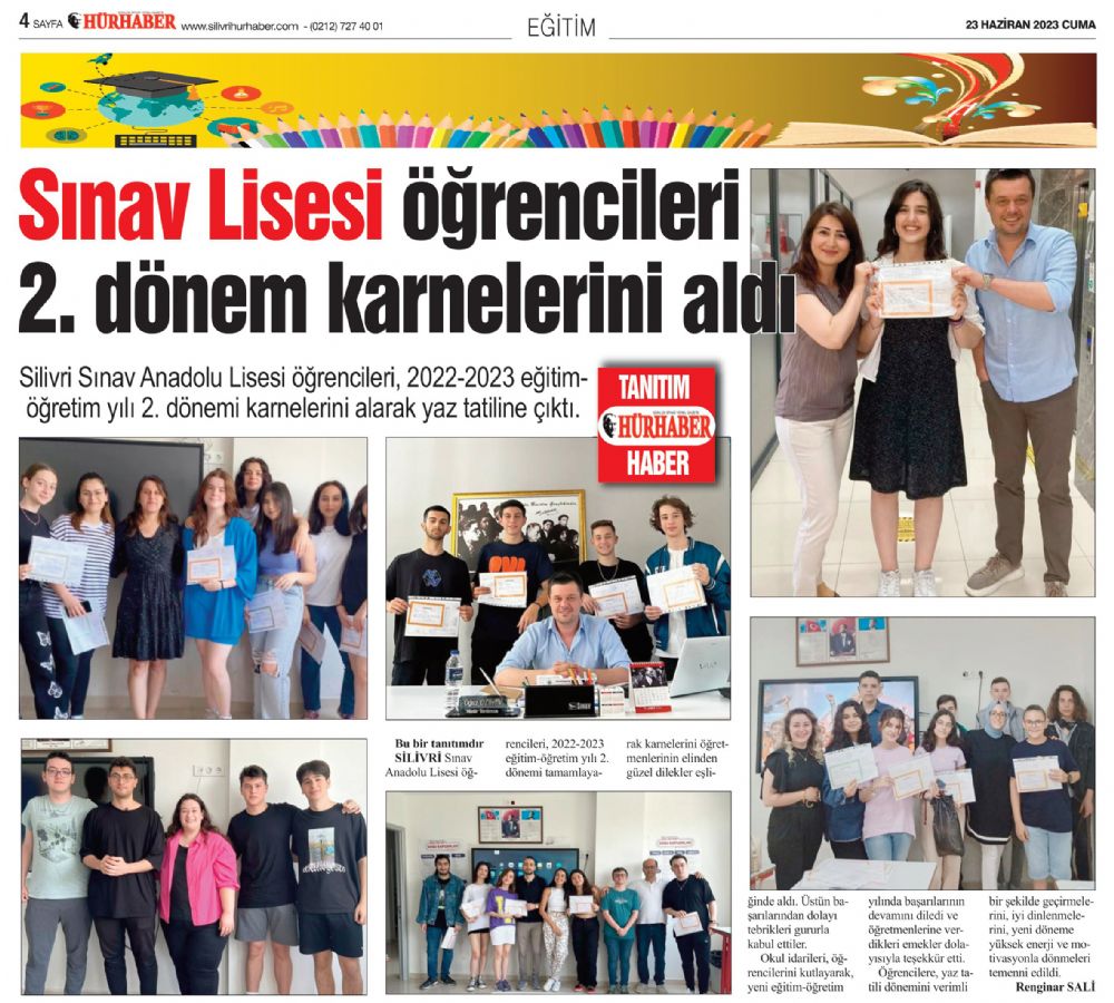 Sınav Lisesi öğrencileri 2. dönem karnelerini aldı