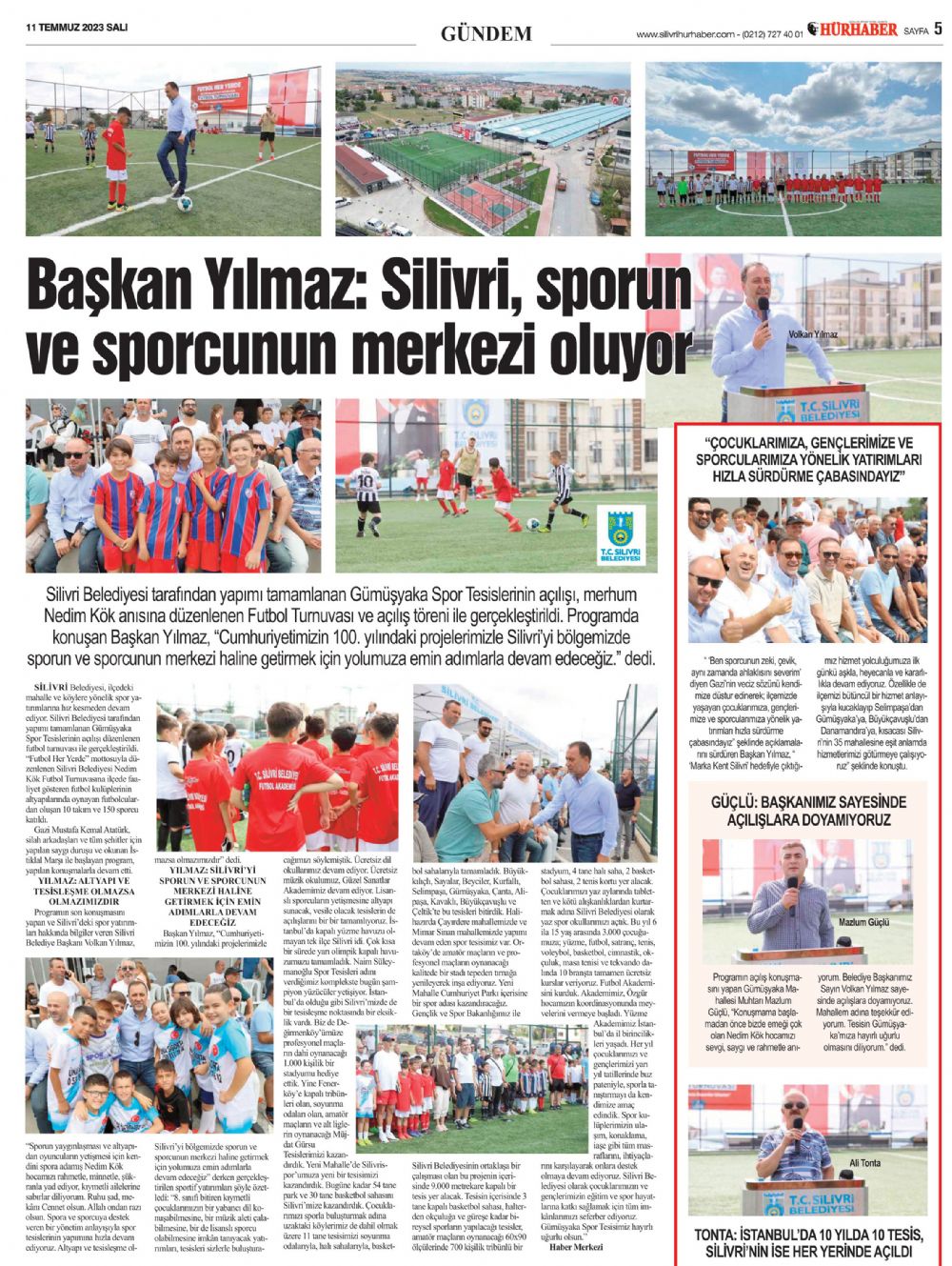 Başkan Yılmaz: Silivri, sporun ve sporcunun merkezi oluyor