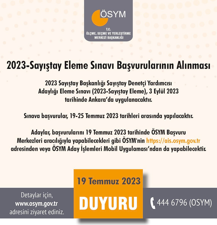 2023-Sayıştay Eleme Sınavı başvuruları başladı