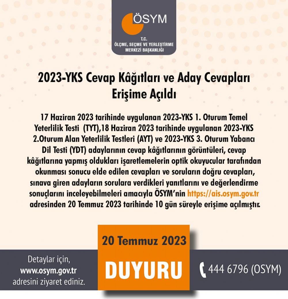 YKS program, kontenjan ve cevaplar yayınlandı