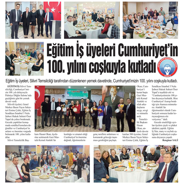 Eğitim İş üyeleri Cumhuriyet’in 100. yılını coşkuyla kutladı