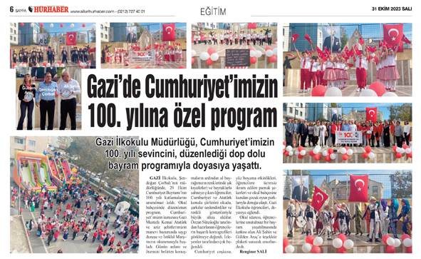 Gazi’de Cumhuriyet’imizin 100. yılına özel program