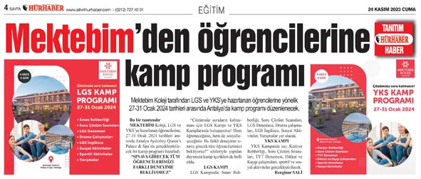 Mektebim’den öğrencilerine kamp programı