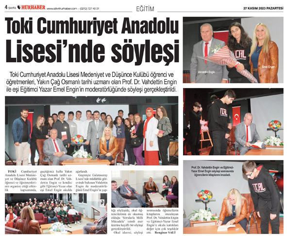 Toki Cumhuriyet Anadolu Lisesi’nde söyleşi