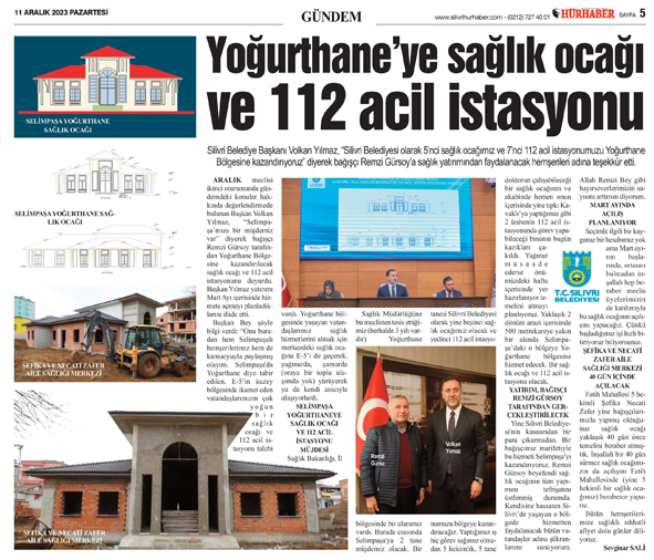 Yoğurthane’ye sağlık ocağı ve 112 acil istasyonu