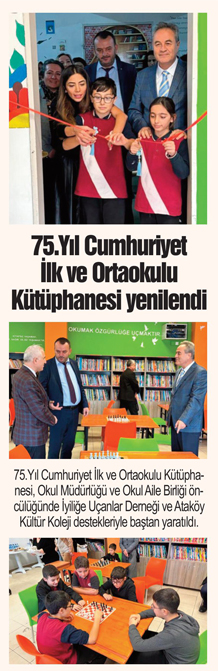 75.Yıl Cumhuriyet  İlk ve Ortaokulu  Kütüphanesi yenilendi