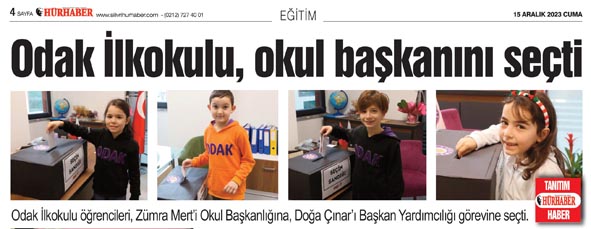 Odak İlkokulu, okul başkanını seçti