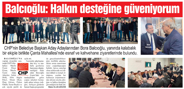 Balcıoğlu: Halkın desteğine güveniyorum