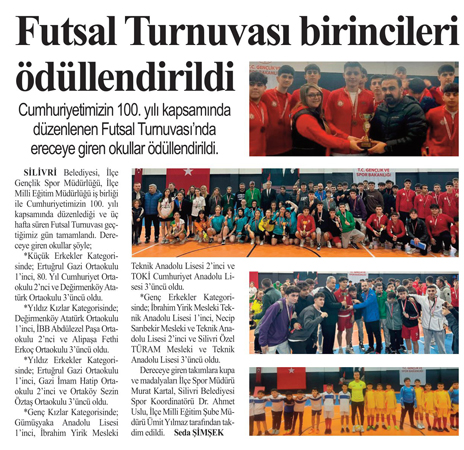 Futsal Turnuvası birincileri ödüllendirildi