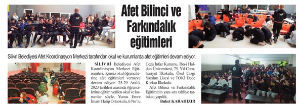 Afet Bilinci ve Farkındalık eğitimleri