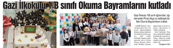 Gazi İlkokulu 1/B sınıfı Okuma Bayramlarını kutladı