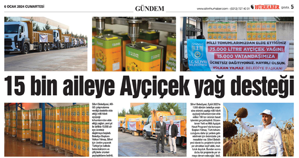 15 bin aileye Ayçiçek yağ desteği