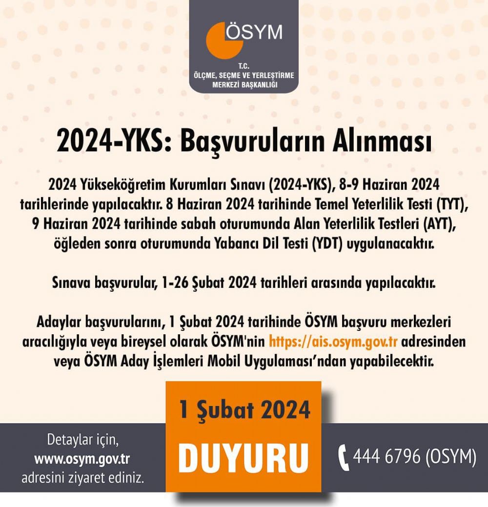 Yükseköğretim Kurumları Sınavı başvuruları başladı