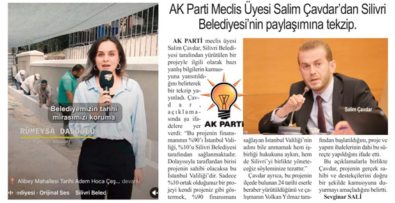 AK Parti Meclis Üyesi Salim Çavdar’dan tekzip