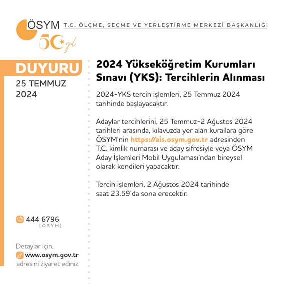 2024 Yükseköğretim Kurumları Sınavı tercihleri başladı