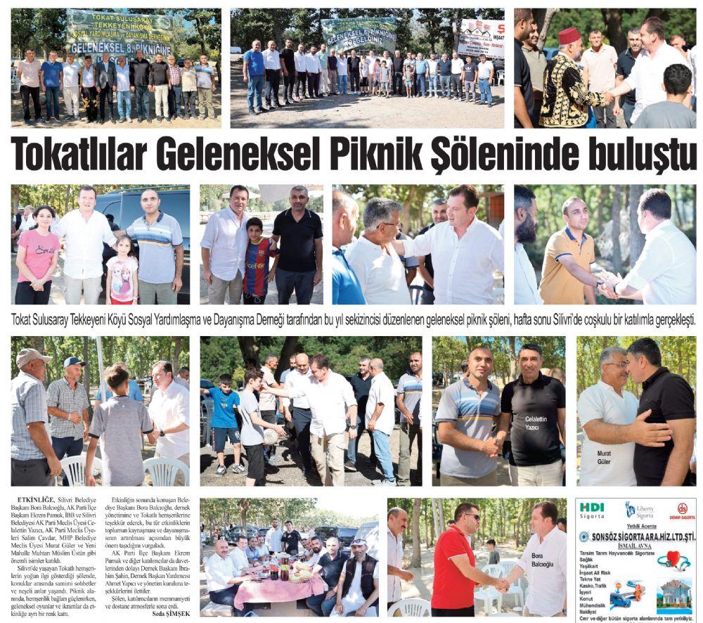 Tokatlılar Geleneksel Piknik Şöleninde buluştu