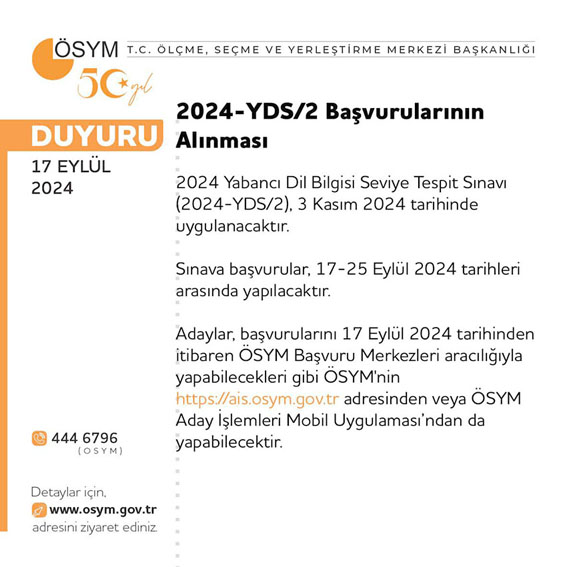 2024-YDS/2 başvuruları başladı