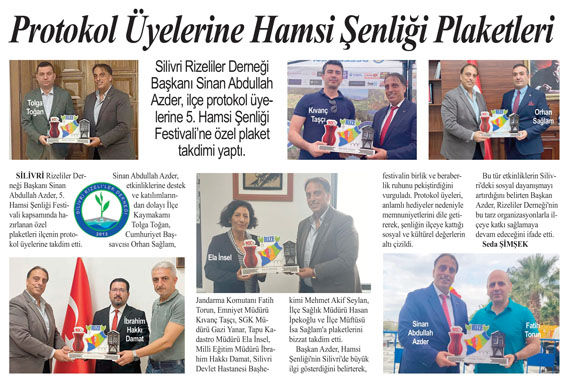 Protokol Üyelerine Hamsi Şenliği Plaketleri